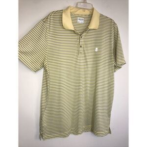 Izod Mens Golf Shirt Size XL Stripped with Logo Yellow